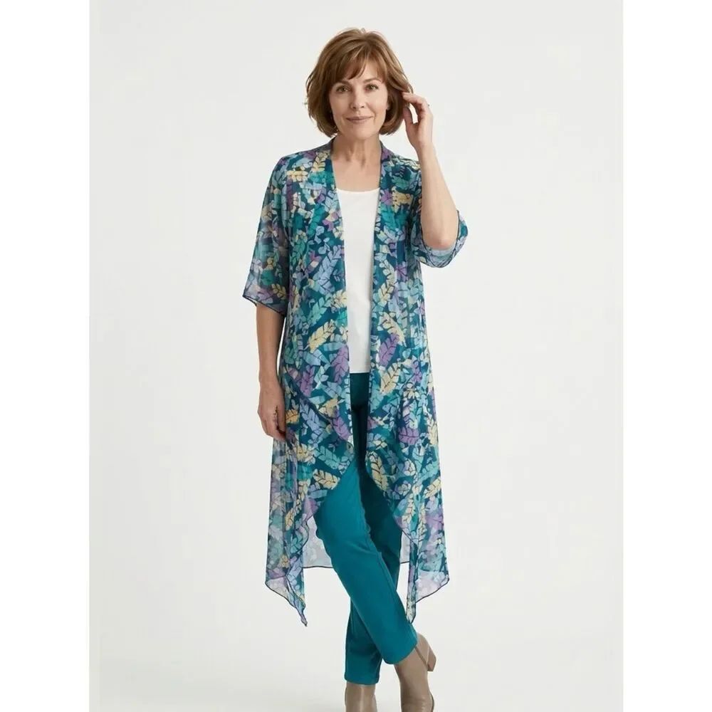 LULAROE | Shirley Kimono Feather or Leaf Print S